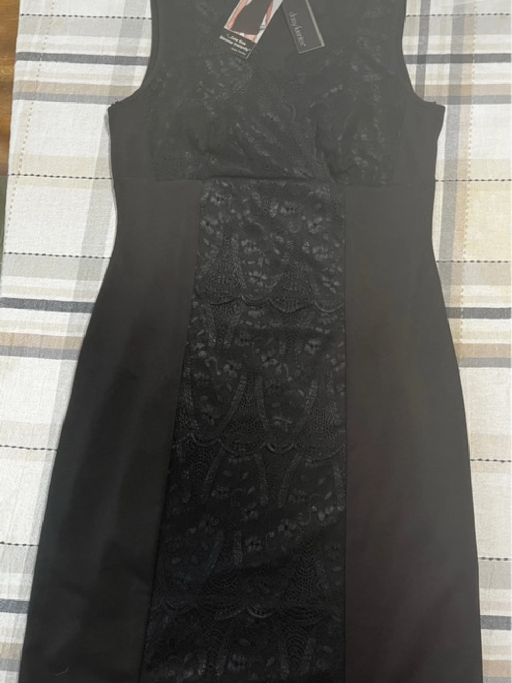 Daisy Fuentes Black Sleeveless Lace-Panel Midi Dress